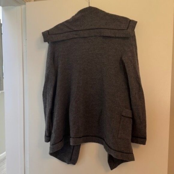 Scoop NYC 100% Wool Gray Waterfall Oversized Collar Cardigan - Picture 8 of 8